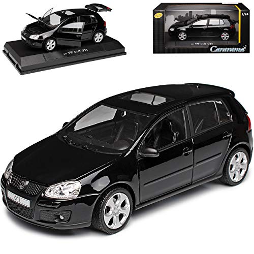 Cararama Volkwagen Golf V G-T-I Schwarz 5 Türer 2003-2008 1/24 Modell Auto mit individiuellem Wunschkennzeichen von Cararama