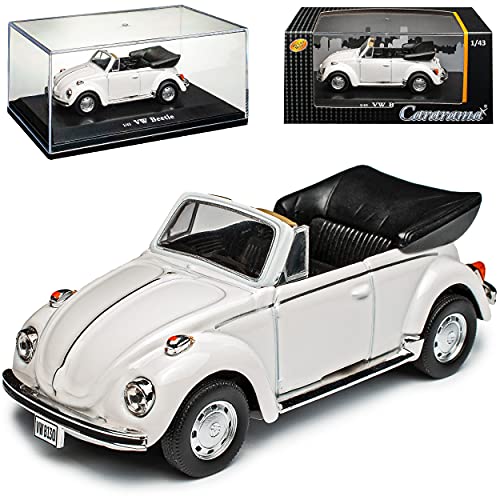 Cararama Volkwagen Käfer 1303 Cabrio Weiss 1972-1975 mit Sockel und Vitrine 1/43 Modell Auto mit individiuellem Wunschkennzeichen Cararama Volkwagen Käfer 1303 Cabrio Weiss 1972-1975 mit Sockel und Vitrine 1/43 Modell Auto mit individiuellem Wunschkennzeichen von Cararama