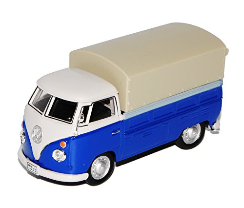 Cararama Volkwagen T1 Blau mit Weiss Pritsche mit Hard Top Bully Bus 1950-1967 1/43 Modell Auto mit individiuellem Wunschkennzeichen von Cararama