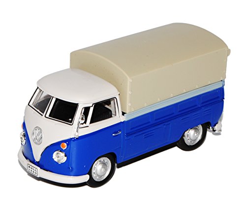Cararama Volkwagen T1 Blau mit Weiss Pritsche mit Hard Top Bully Bus 1950-1967 1/43 Modell Auto von Cararama