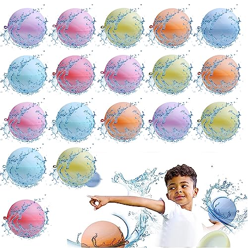 Wiederverwendbare Wasserballons, 18 Stück Wasserbomben Schnell Befüllbar Silikon Wasserballons Splash Bälle für Kinder Erwachsene Outdoor-Aktivitäten Wasserspiele von Carastek