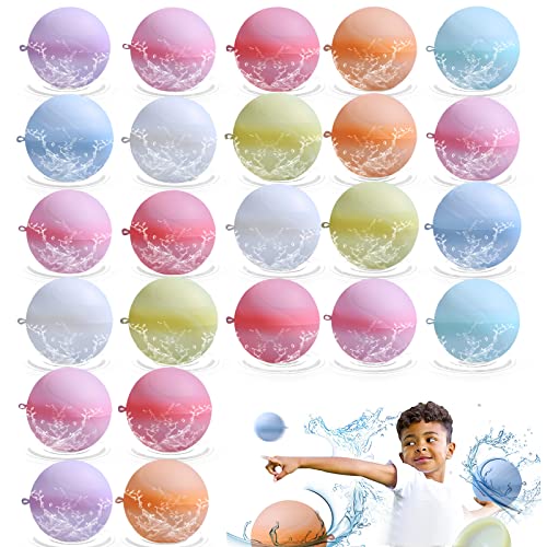Wiederverwendbare Wasserballons, 24 Stück Wasserbomben Schnell Befüllbar Silikon Wasserballons Splash Bälle für Kinder Erwachsene Outdoor-Aktivitäten Wasserspiele von Carastek