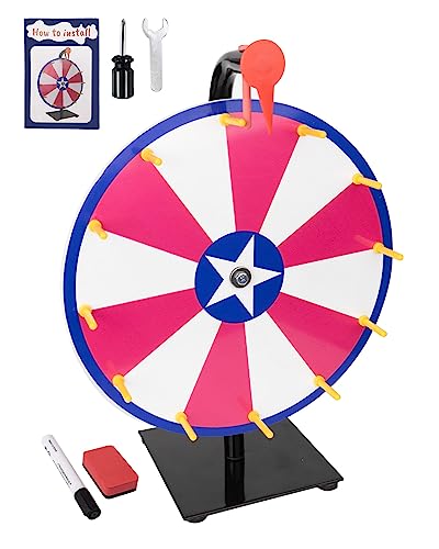 JstFrU 30,5 cm drehendes Preisrad, 12 Steckplätze, Farbe Tisch-Roulette-Spinner, Glücksrad, mit trocken abwischbarem Marker und Radiergummi, für Karneval, Messen, Gewinnen von Fortune-Spin-Spielen von CarbonMan