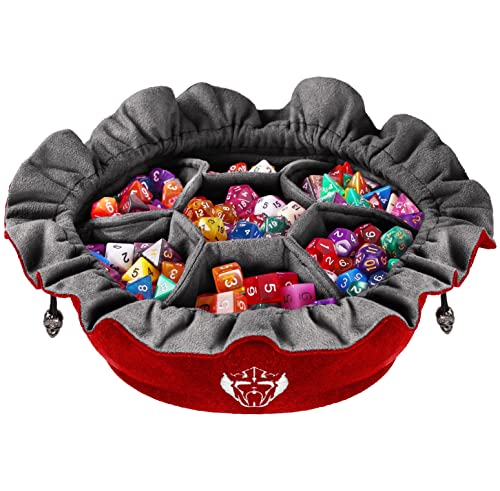 CardKingPro Immense Würfelbeutel mit Taschen – Rot – Kapazität 150+ Würfel – Großartiger Organizer für Würfelsammler, Perfekt für Dungeons and Dragons [Patentiertes Design] von CardKingPro