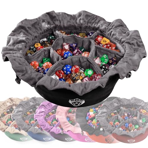 CardKingPro Immense Würfelbeutel mit Taschen – Schwarz – Kapazität 150+ Würfel – Großartiger Organizer für Würfelsammler, Perfekt für Dungeons and Dragons [Patentiertes Design] von CardKingPro