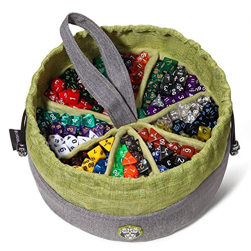 CardKingPro Monstrous - Würfelsack mit 8 Taschen - Grau/Grün - Mit riesigem Fassungsvermögen für mehr als 500 Würfel - Ideal für Würfelhortler von CardKingPro