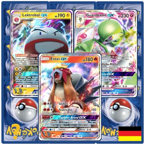 Cardicuno Zehn deutsche Pokemon Karten wie EIN Booster inkl. Pokemon GX & Stern Karte (zufällig ausgewählt) von Cardicuno