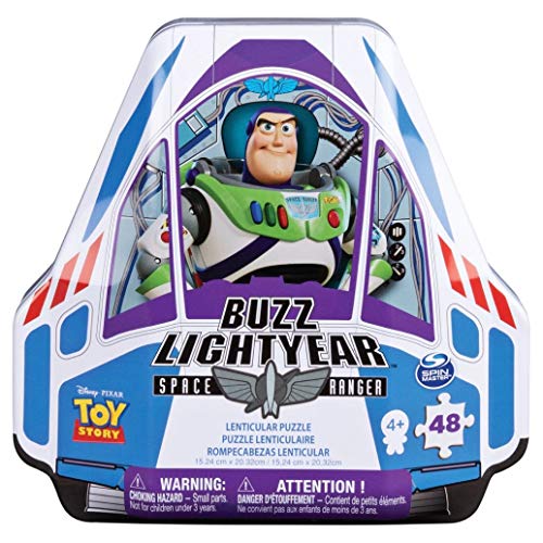 Cardinal 6047064 Toy Story 4 Buzz Lightyear Lenticular Puzzle in a Shaped Tin Packaging, Mehrfarbig von Cardinal
