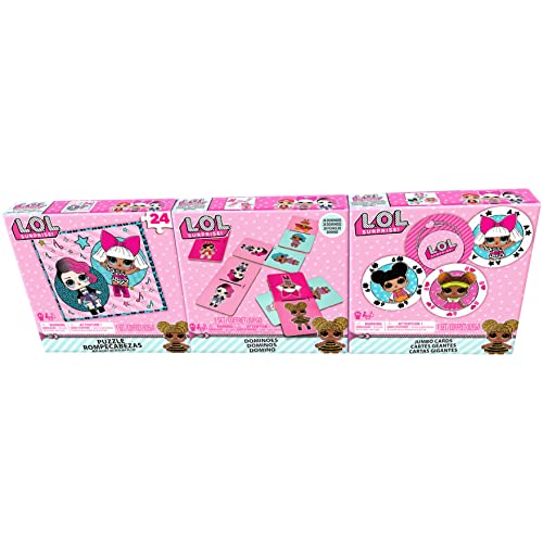 Spin Master Games Cardinal 6046354 - LOL Surprise 3er-Spiele-Bundle, Kartenspiel, Puzzle, Domino, L.O.L. Surprise von Cardinal