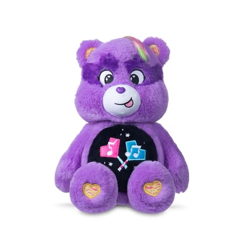 Basic Fun Care Bears 35cm Rock Theme Plüsch – Share Bear – Umweltfreundliches Sammlerstück mit kräftigem Lila – Für Kinder & Fans von Care Bears