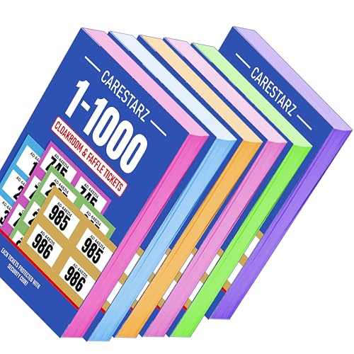 CareStarz Gewinnspielkarten 1-1000 - 6 x Bücher mit Garderobenkarten - Lucky Draw, Tombola Draw, Gewinnspiel und Wohltätigkeitsveranstaltungen von CARESTARZ