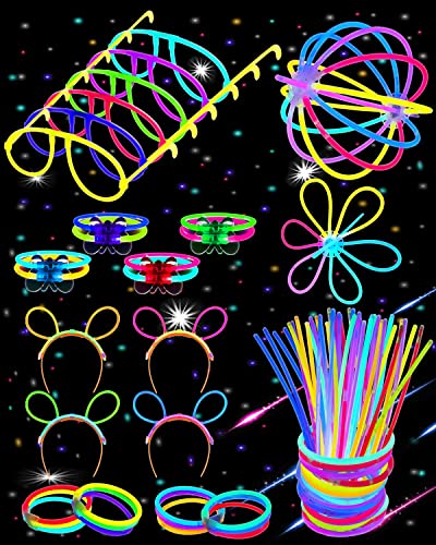 Carehabi Knicklichter Party Set-100x Knicklichter-Knicklichter Kinder-Leuchtstäbe mit Verbinder-Leuchtende Party Deko Party Zubehör-Festival Zubehör, [Multiple] von Carehabi
