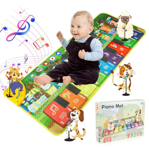 Carehabi Musikmatte Kinder ab 1 Jahr Motorikspielzeug ab 1 Jahr Baby Spielzeug Musikinstrumente mit 19 Liedern und 10 Tieren Geschenk 1 Jahr Mädchen Jungen Klaviermatte von Carehabi