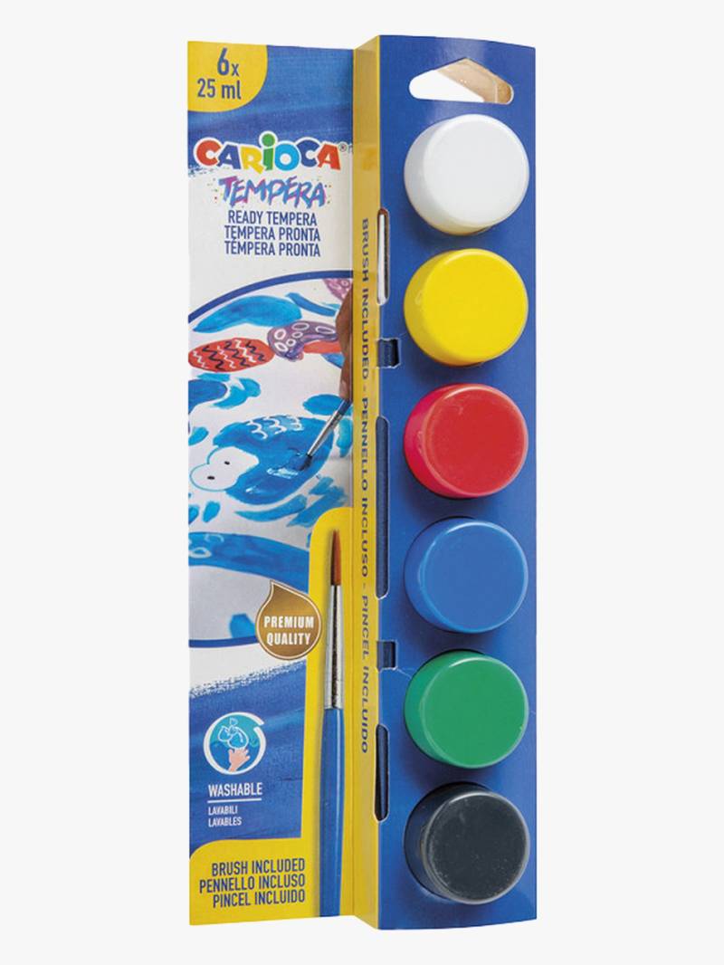Carioca Tempera-Farbe 6 x 25 ml Klassische Farben von Carioca