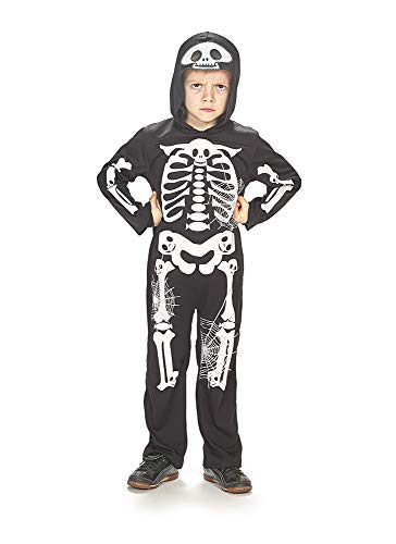 Caritan-480164 Skelett Konbination Kostüm, Kinder, Unisex, 480164, Schwarz/Weiß, 5-7 Jahre von Caritan