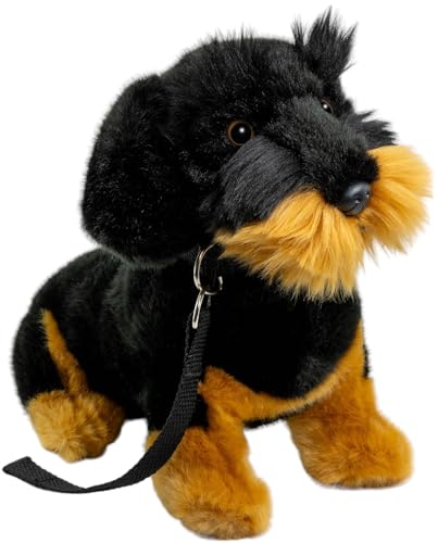 Carl Dick Dackel, Rauhaardackel mit Leine sitzend schwarz, Hund, Plüschtier, Kuscheltier ca. 30cm 3528 von Carl Dick