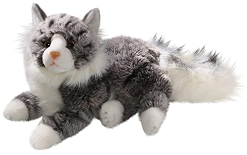 Carl Dick Katze Maine Coon grau-weiß liegend, Plüschtier, Kuscheltier ca. 30cm 3202 von Carl Dick