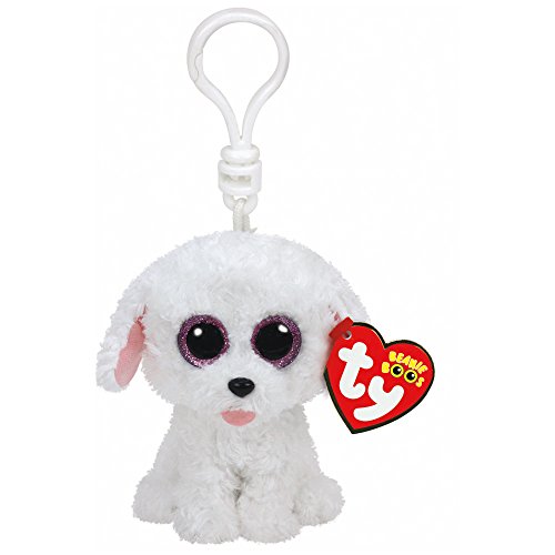 Carletto Ty 35006 Ty 35006-Pippie Clip, Hund mit Glitzeraugen, Beanie Boos, 8.5 cm, Weiss von Ty Beanie Boos
