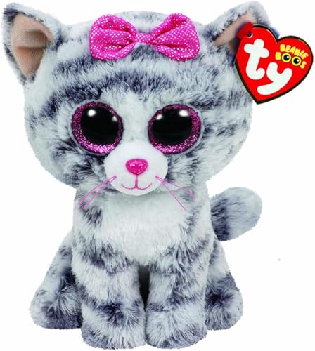 Carletto Ty 37075 Kiki, Katze mit Glitzeraugen, Beanie Boos, 24cm, Grau, Mehrfarbig, 24 cm von TY