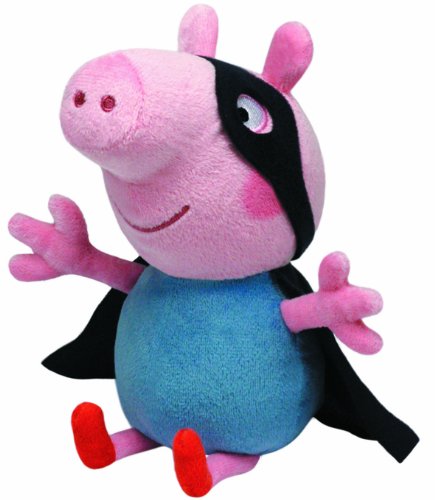 Carletto Ty 7196282 Peppa Pig TY 7196282-Peppa Large-George Superheld, Schwein mit Augenmaske und Umhang, 25 cm, rosa von TY