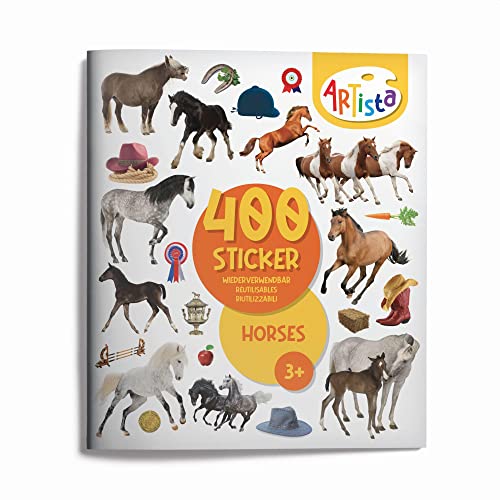 Artista 9315126 Stickerbuch Pferde, 400 naturgetreue Sticker, wiederverwendbar, für Erwachsene und Kinder ab 3 Jahren von Artista