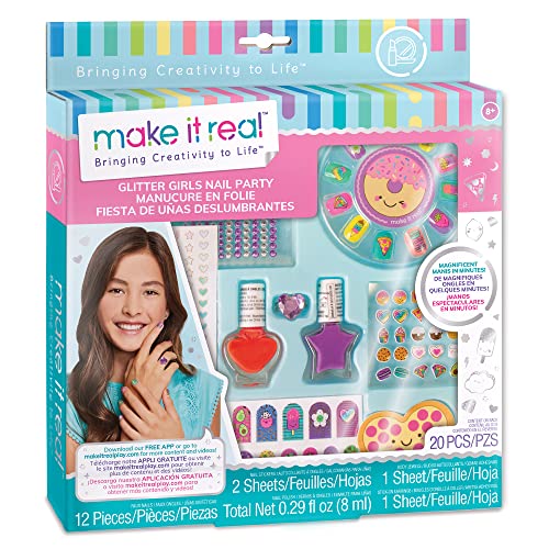 Make It Real Glitzer-Party Nagellack-Set mit Lack, Aufklebern & einer Nagelfeile – Beauty-Geschenke für Mädchen von Make It Real