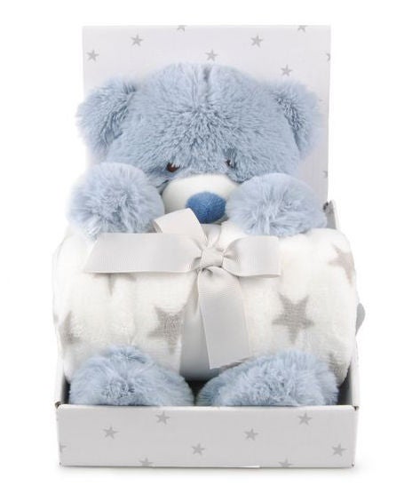 CarloBaby Fleecedecke und Kuscheltier Teddy, Blau von CarloBaby