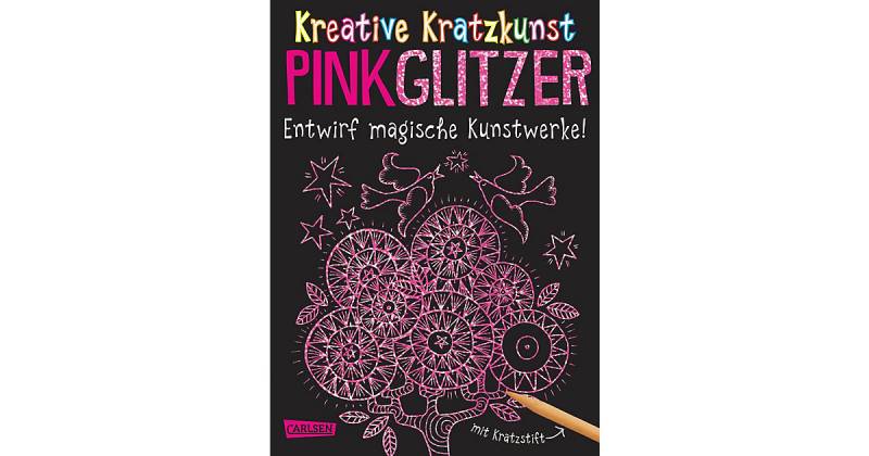 Buch - Kreative Kratzkunst: Pink Glitzer - Set mit 10 Kratzbildern, Anleitungsbuch und Holzstift von Carlsen Verlag