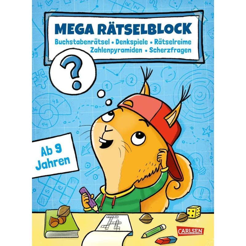 Mega Rätselblock - Buchstabenrätsel, Denkspiele, Zahlenpyramiden, Rätselreime, Scherzfragen von Carlsen