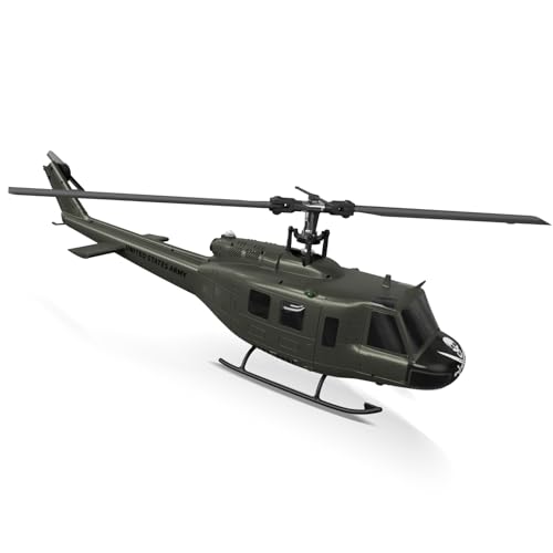Carmanon UH-1 RC Hubschrauber - Huey Sammelbarer Ferngesteuerter Hubschrauber mit Auto-Hover für Erwachsene, Anfänger, Maßstab 1/27, 2 Batterien von Carmanon