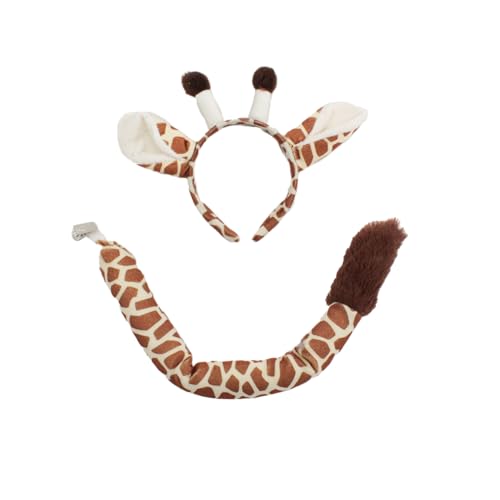 Carnavalife 2-teiliges Giraffenkostüm-Set für Damen, Giraffenstirnband mit Schwanz, Giraffenkostüm für Erwachsene, für Party, Geburtstag, Halloween, Karneval (1) von Carnavalife