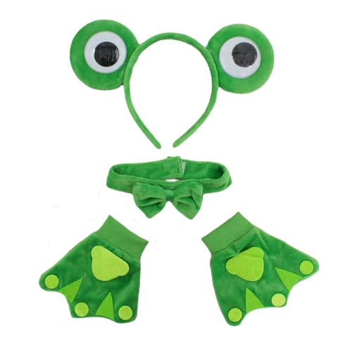 Carnavalife 4 Stück Frosch Kostüm Erwachsene Mädchen Uni Set mit Handschuhen und Fliege, Frosch Stirnband für Halloween, Karneval (1) von Carnavalife