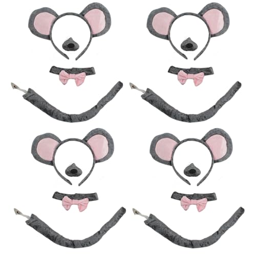 Carnavalife 4-teiliges Rattenkostüm-Set, grau, für Erwachsene, Einheitsgröße, Ohrnase, Schwanz, Verkleidung für Holloween, Karneval (4) von Carnavalife