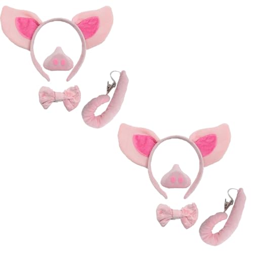 Carnavalife 4-teiliges Schweine-Kostüm-Set für Erwachsene, Kostüm, Ohr, Nasenschwanz, Fliege, Holloween, Karneval (2) von Carnavalife
