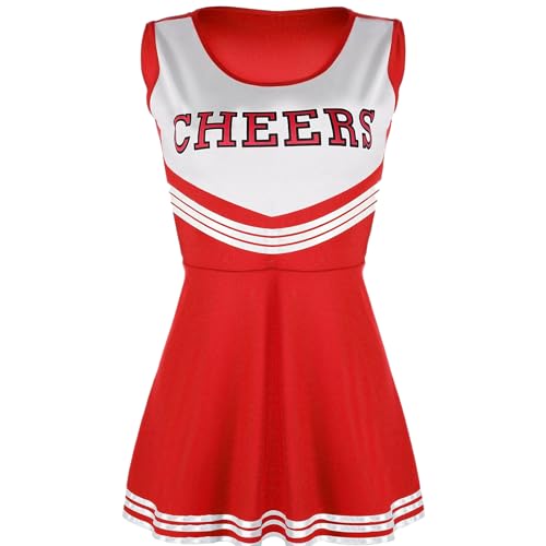 Carnavalife Cheerleader-Kostüm für Damen, Cheerleader-Kostüm, für Herren, Halloween, Karneval, amerikanischer Stil, Cheerleader-Kostüm ohne Pompons, Rot, Größe S Carnavalife Cheerleader-Kostüm für Damen, Cheerleader-Kostüm, für Herren, Halloween, Karneval, amerikanischer Stil, Cheerleader-Kostüm ohne Pompons, Rot, Größe S von Carnavalife