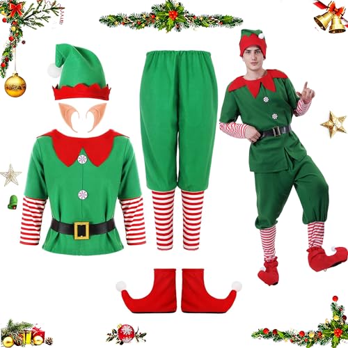 Carnavalife Elf-Kostüm für Damen, Herren, Weihnachten, Elf, Mädchen, Jungen, Kobold, Weihnachtskostüm, Weihnachtskostüm, Erwachsenen- und Kinder-Kostüm, Helfer-Kostüm (M, Elf-Kostüm für Herren) von Carnavalife