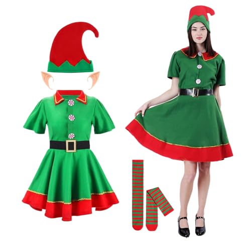 Carnavalife Elf-Kostüm für Damen, Herren, Weihnachten, Elf, Mädchen, Jungen, Kobold, Weihnachtskostüm, Weihnachtskostüm, Erwachsener und Kinder, Helfer-Kostüm (M, Elf-Kostüm für Frauen) von Carnavalife