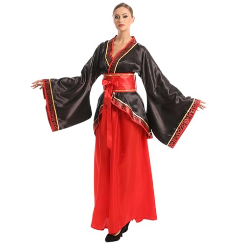 Carnavalife Hanfu Kostüm Traditionelle Chinesische Kleidung Damen Tang Kostüm Traditionelle Chinesische Antike Hanfu-Kostüme mit Midirock Damen 3-teilig Halloween Karneval Cosplay (Erwachsene, L) von Carnavalife