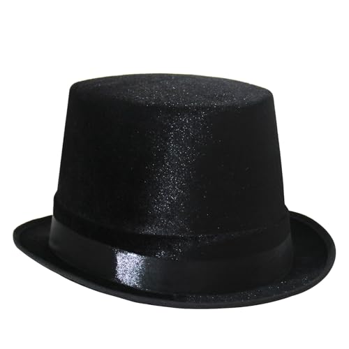 Carnavalife Hut aus Filz, Satin, rund, mit Satinband, für Erwachsene und Kinder (Schwarz, Erwachsene (56-58 cm)) von Carnavalife