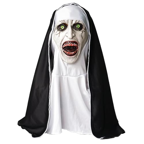 Carnavalife Maske Nonne Horror mit offenem Mund, Halloween mit Vollschleier, Maske, Halloween, Damen, Erwachsene Carnavalife Maske Nonne Horror mit offenem Mund, Halloween mit Vollschleier, Maske, Halloween, Damen, Erwachsene von Carnavalife