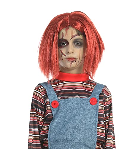 Carnavalife Perücke für Kostüm, Chucky, für Kinder, Chuki-Perücke, Diabolische Puppe, kurz, rot, orange, für Halloween Chucky-Kostüm, Rot Carnavalife Perücke für Kostüm, Chucky, für Kinder, Chuki-Perücke, Diabolische Puppe, kurz, rot, orange, für Halloween Chucky-Kostüm, Rot von Carnavalife