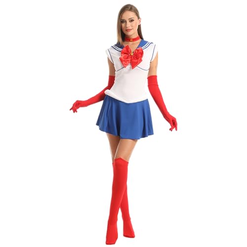 Carnavalife Sailor Moon Kostüm für Damen, Cosplay, Tsukino Usagi, 8-teilig, mit Zubehör für Halloween und Karneval (L) von Carnavalife
