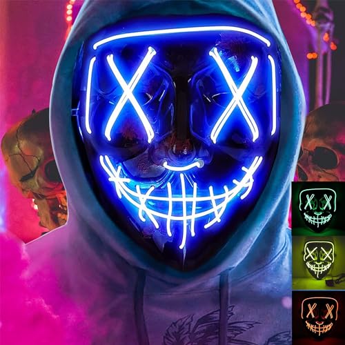 Carnavalife Scream Ghostface LED-Maske, 3 Lichtmodi, Horror, Filme, Feiertage, Maske, Kinder und Erwachsene, Unisex von Carnavalife
