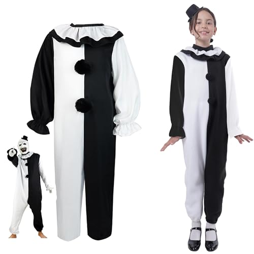 Carnavalife Terrifier Kostüm für Jungen, Mädchen, Kostüm Clown, Schwarz und Weiß, Overall, Halloween-Kostüm für Kinder, Halloween-Kostüm für Mädchen, Dsifraz Mimico Kinder (3-4 Jahre) von Carnavalife