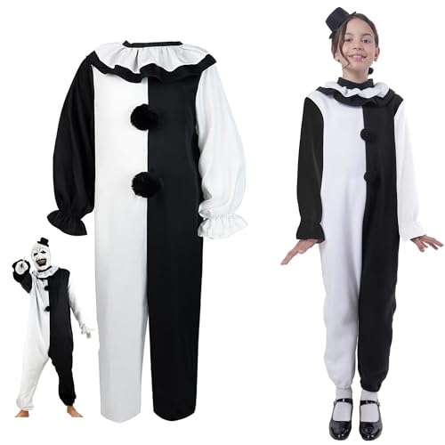 Carnavalife Terrifier Kostüm für Kinder, 3-12 Jahre, Terrifier-Kostüm für Erwachsene, Damen, Herren, S, M, L, Unisex, Clown Assassine, Schwarz und Weiß, Affe, Schwarz und Weiß, (M) Schwarz/Weiß von Carnavalife