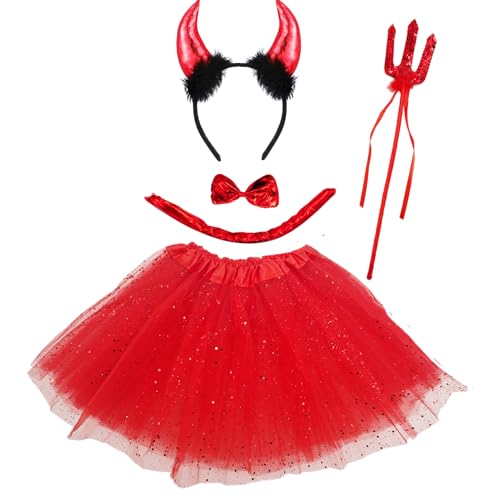 Carnavalife Teufelskostüm, Teufel, Dämon, Mädchen, Halloween-Kostüm, Teufelskostüm, Halloween-Kostüm, teuflisches Stirnband, Schleife, Schwanz, Tuturock, Dreizack Teufel (40 cm/Erwachsene, Carnavalife Teufelskostüm, Teufel, Dämon, Mädchen, Halloween-Kostüm, Teufelskostüm, Halloween-Kostüm, teuflisches Stirnband, Schleife, Schwanz, Tuturock, Dreizack Teufel (40 cm/Erwachsene, von Carnavalife