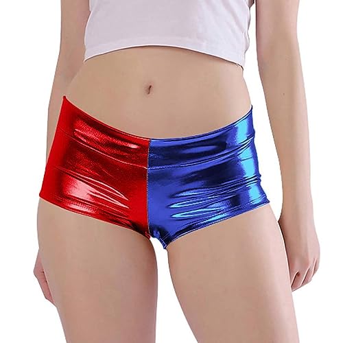 Harley Quinn Kostüm für Mädchen und Damen, Harley-Quinn-Hose, Blau, Rot, für Mädchen und Damen, Erwachsene, für Halloween und Karneval (L, Harley Quinn-Kostüm, Hose, Erwachsene) von Carnavalife