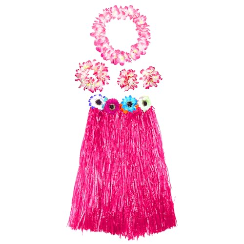 Hawaii-Kostüm für Damen, Set mit Rock, Halskette, Stirnband und Hawaiiarmbändern, für Kostüm, Blume, Erwachsene, Karneval, Halloween, Fuchsia, Rock / 60 cm Hawaii-Kostüm für Damen, Set mit Rock, Halskette, Stirnband und Hawaiiarmbändern, für Kostüm, Blume, Erwachsene, Karneval, Halloween, Fuchsia, Rock / 60 cm von Carnavalife