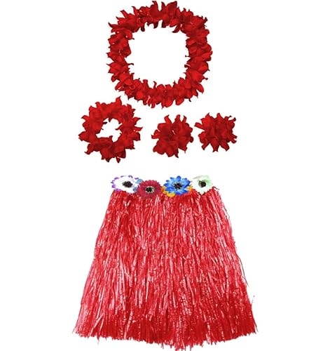Hawaiianisches Kostüm für Damen, große Mädchen und Jugendliche, Rock Halskette und Hawaiianische Armbänder für Kostüm, Blume, Erwachsene, Geburtstagsfeier, Karneval, Halloween (Rock/40 cm, Rot) Hawaiianisches Kostüm für Damen, große Mädchen und Jugendliche, Rock Halskette und Hawaiianische Armbänder für Kostüm, Blume, Erwachsene, Geburtstagsfeier, Karneval, Halloween (Rock/40 cm, Rot) von Carnavalife