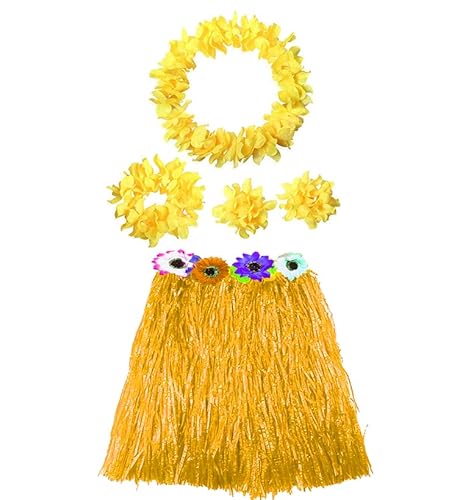Hawaiianisches Kostüm für Damen, große Mädchen und Jugendliche, Set mit Rock Halskette und Hawaiianische Armbänder für Kostüm, Blume, Erwachsene, Geburtstagsfeier, Karneval, Halloween (Rock/40 cm, Gelb) Hawaiianisches Kostüm für Damen, große Mädchen und Jugendliche, Set mit Rock Halskette und Hawaiianische Armbänder für Kostüm, Blume, Erwachsene, Geburtstagsfeier, Karneval, Halloween (Rock/40 cm, Gelb) von Carnavalife
